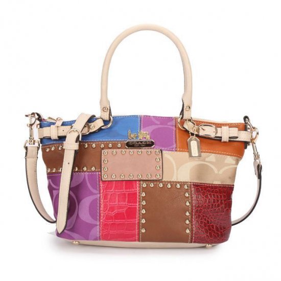 Coach Holiday Kelsey In Signature Medium Ivory Multi Satchels EBQ - Click Image to Close